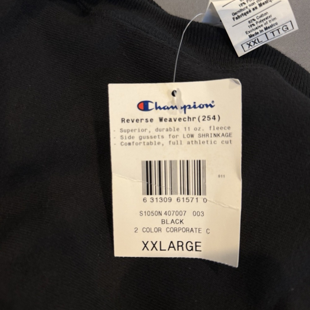 NWT Champion Reverse Weave Sweatshirt Mens XXL Black S1050N-003 Vintage Heavy - Picture 4 of 8